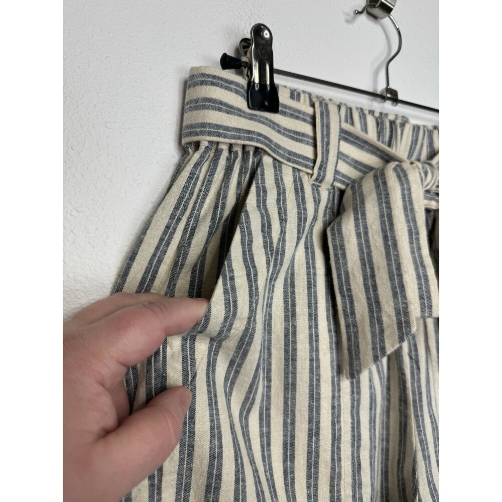 Marine Layer Sz S Karleigh Belted Shorts In India Ink White Double Stripe Hemp - Picture 8 of 15